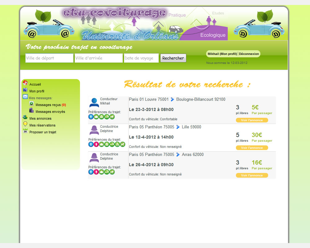 Recherche de trajets