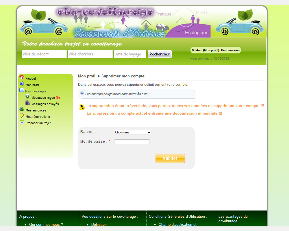 Supprimer mon compte